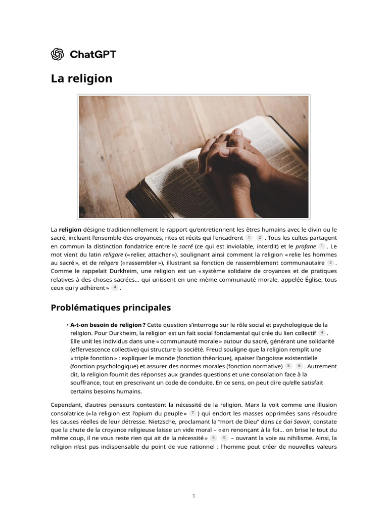 La religion : enjeux et perspectives | PDF | Dieu | Raison