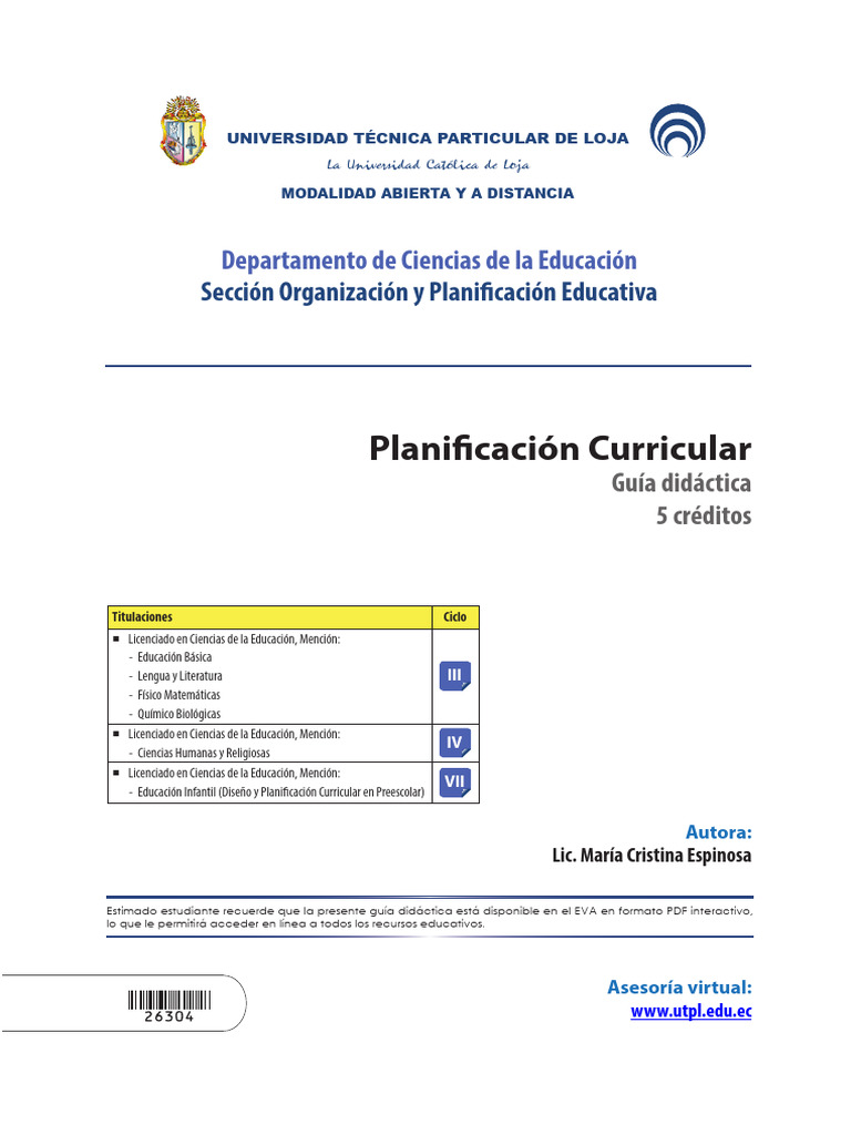 Guía Didáctica de Planificación Curricular | PDF | Plan de estudios ...