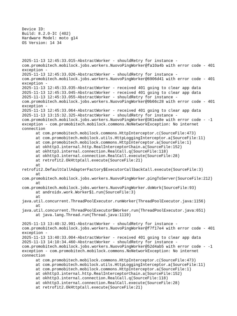 NuovoPingWorker Error Log Analysis | PDF | Java (Programming Language ...
