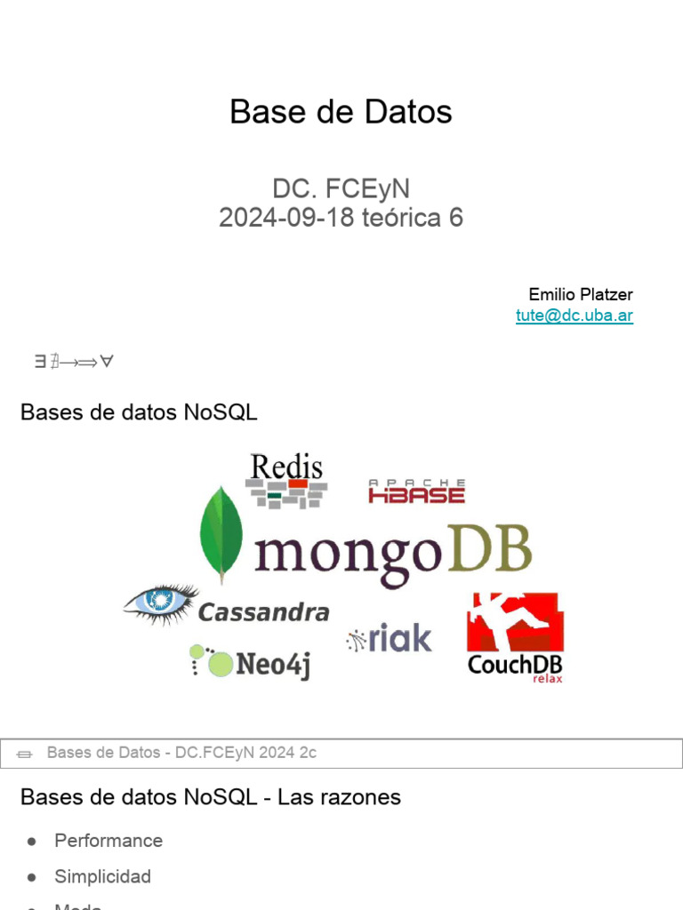 Base de Datos 2024 2C C6 NoSql | PDF | No Sql | Bases de datos