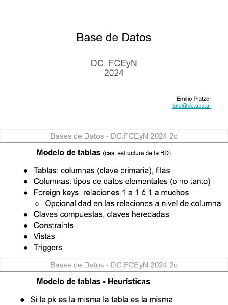 Base de Datos 2024 2C C2 | PDF | Bases de datos | Modelo relacional