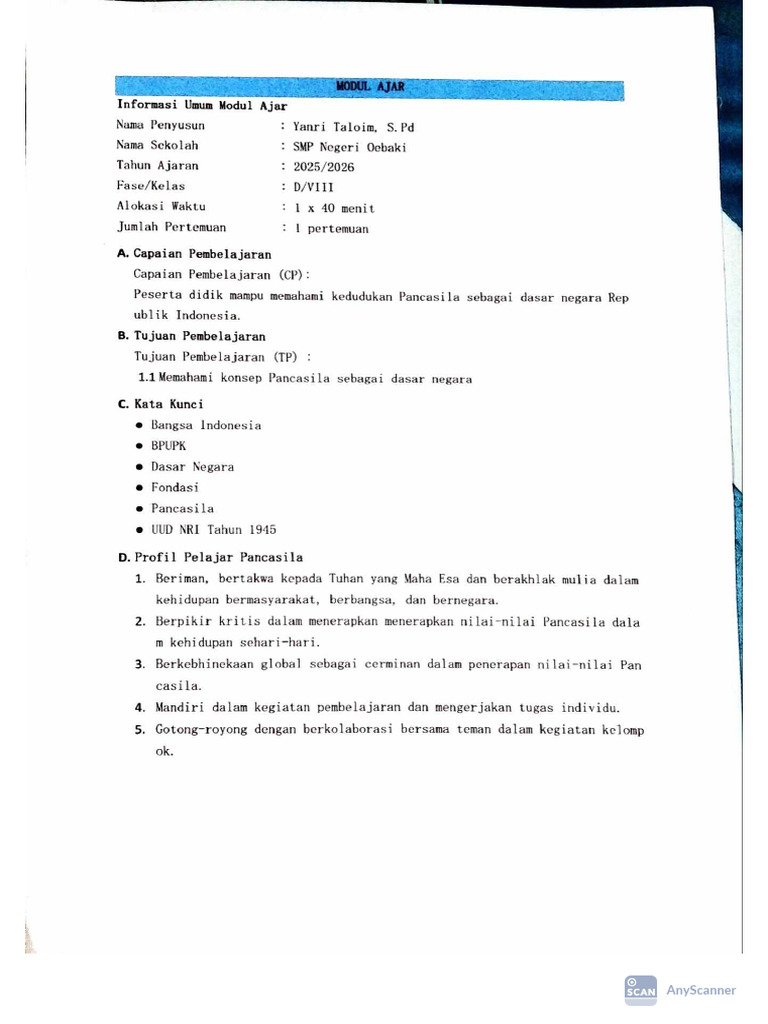 Modul Dan RPP Pak Yanri | PDF