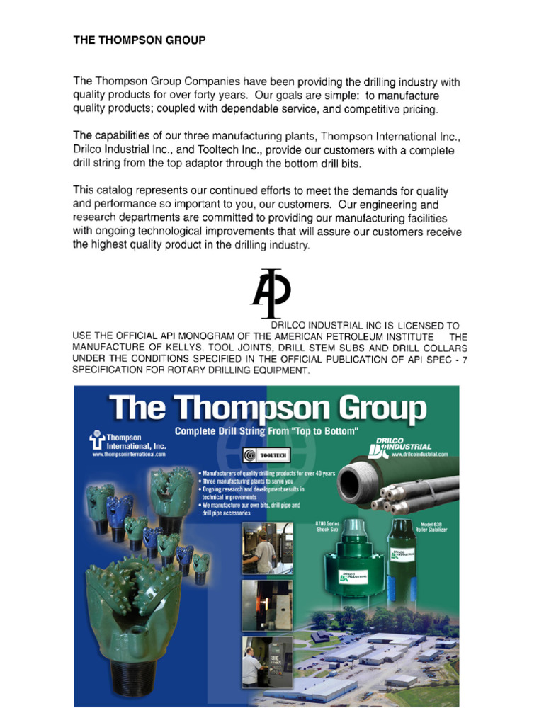 Thompson Drilco Tooltech Catalog | PDF