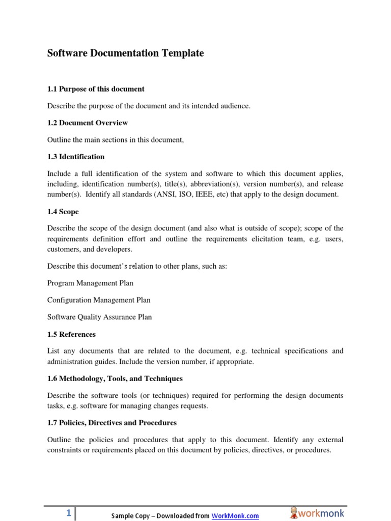 Software Documentation Template | Interface (Computing) | Data Model