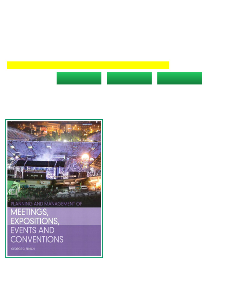 Planning and Management of Meetings Expositions Events and Conventions ...