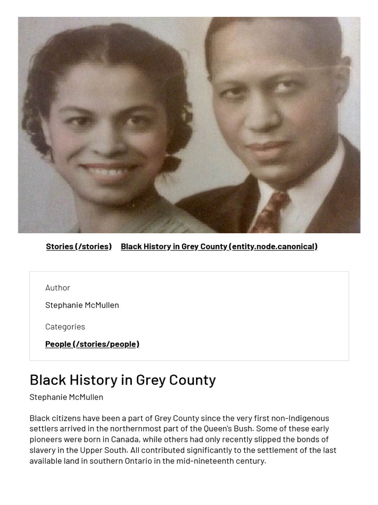 Black History in Grey County's Settlements | PDF | Fugitive Slaves In ...
