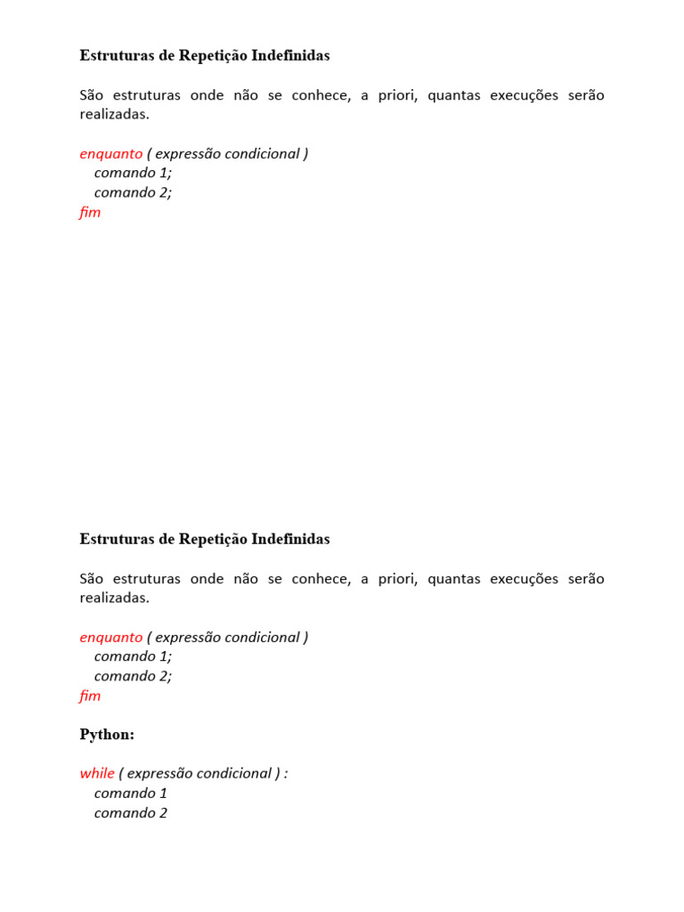 Estruturas de Repetição Indefinidas em Python | PDF
