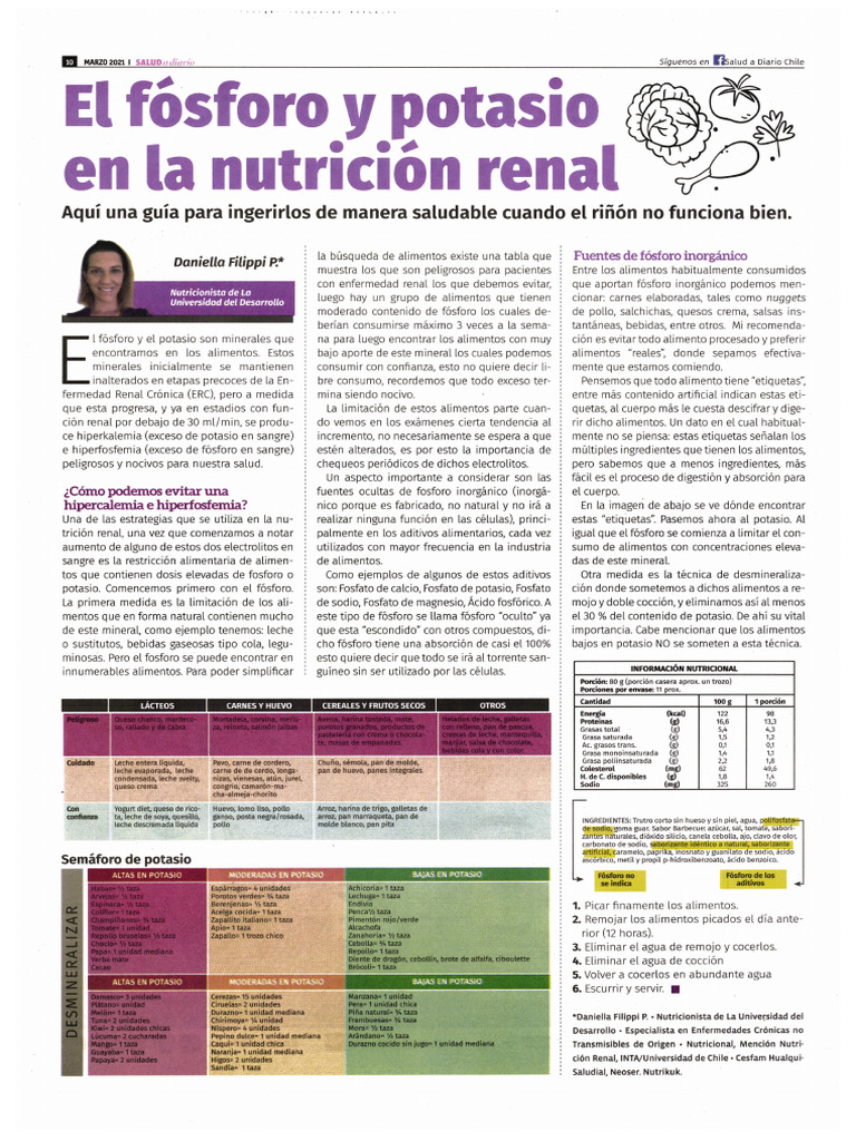 El Fsforo y Potasio en La Nutricin Renal 3 | PDF