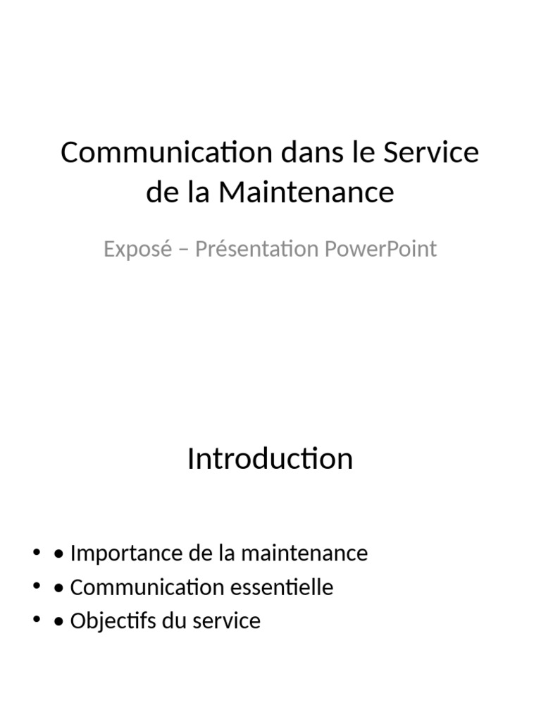 Communication Maintenance Presentation | PDF