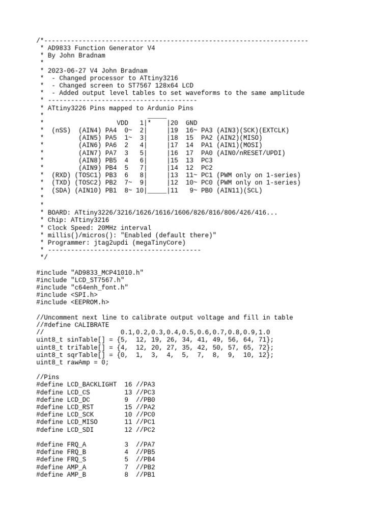 AD9833 Function Generator V4 Guide | PDF | Sine Wave | Amplitude