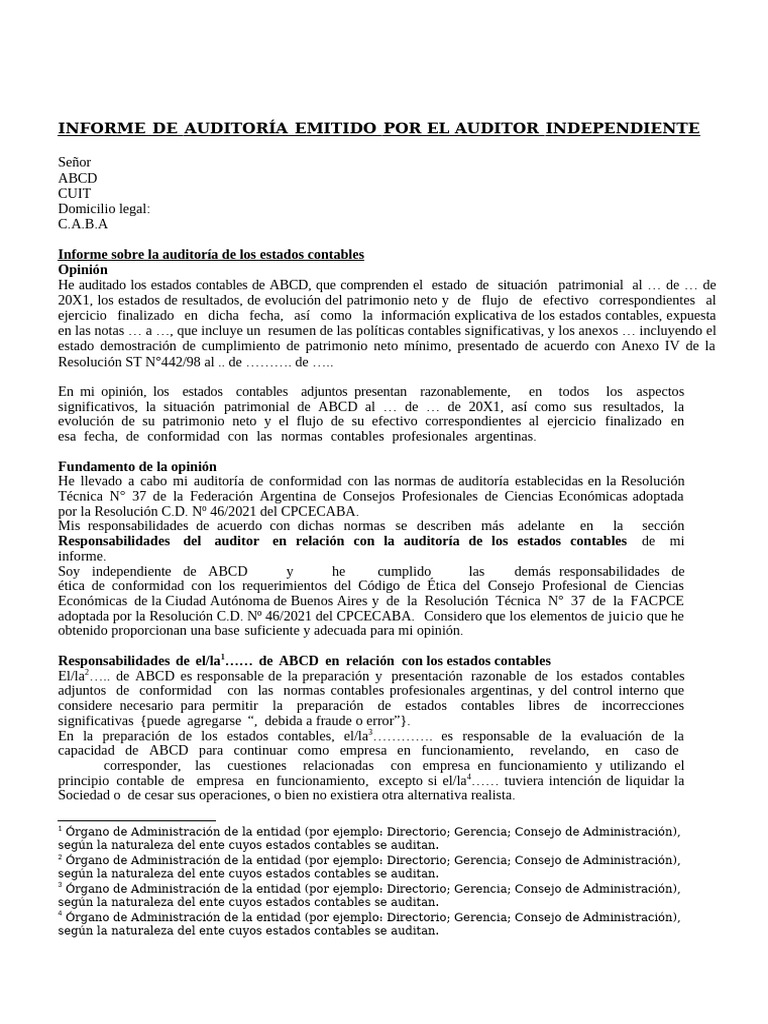 Informe de Auditoría de ABCD 20X1 | PDF | Auditoría | Contabilidad