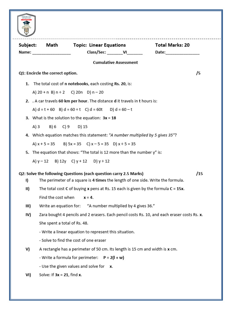 ALS- Math Gr-6 Cummulative Assessment UP5 | PDF