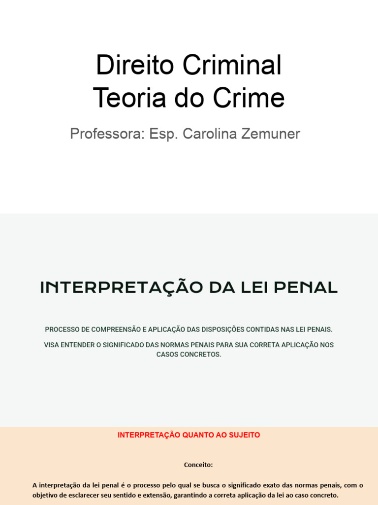Interpretação da Lei Penal no Direito Criminal | PDF | Crimes | Crime e ...