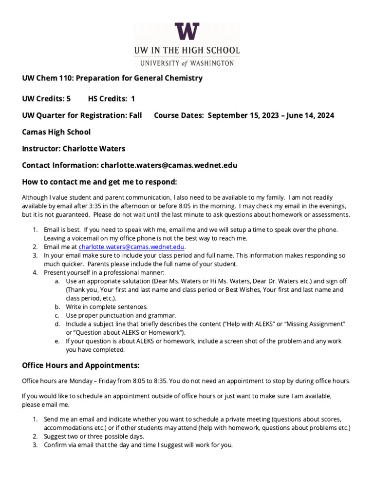 UW Chem 110: Intro to General Chemistry | PDF | Chemical Compounds | Ion