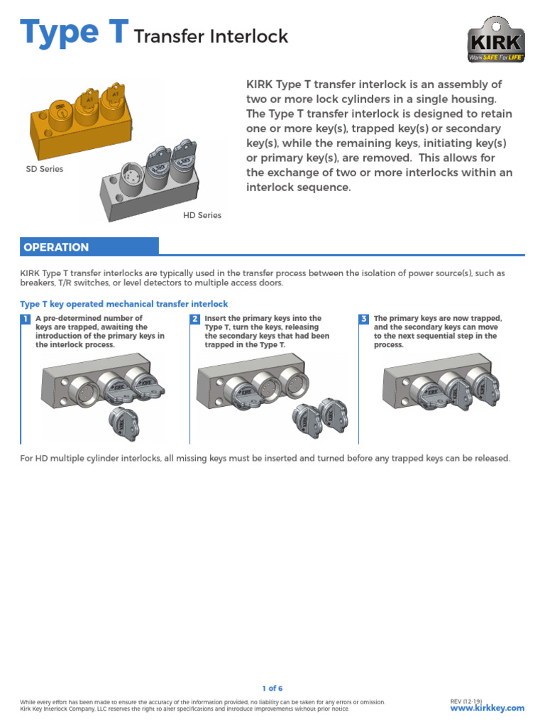 KIRK Type T Transfer Interlock Guide | PDF