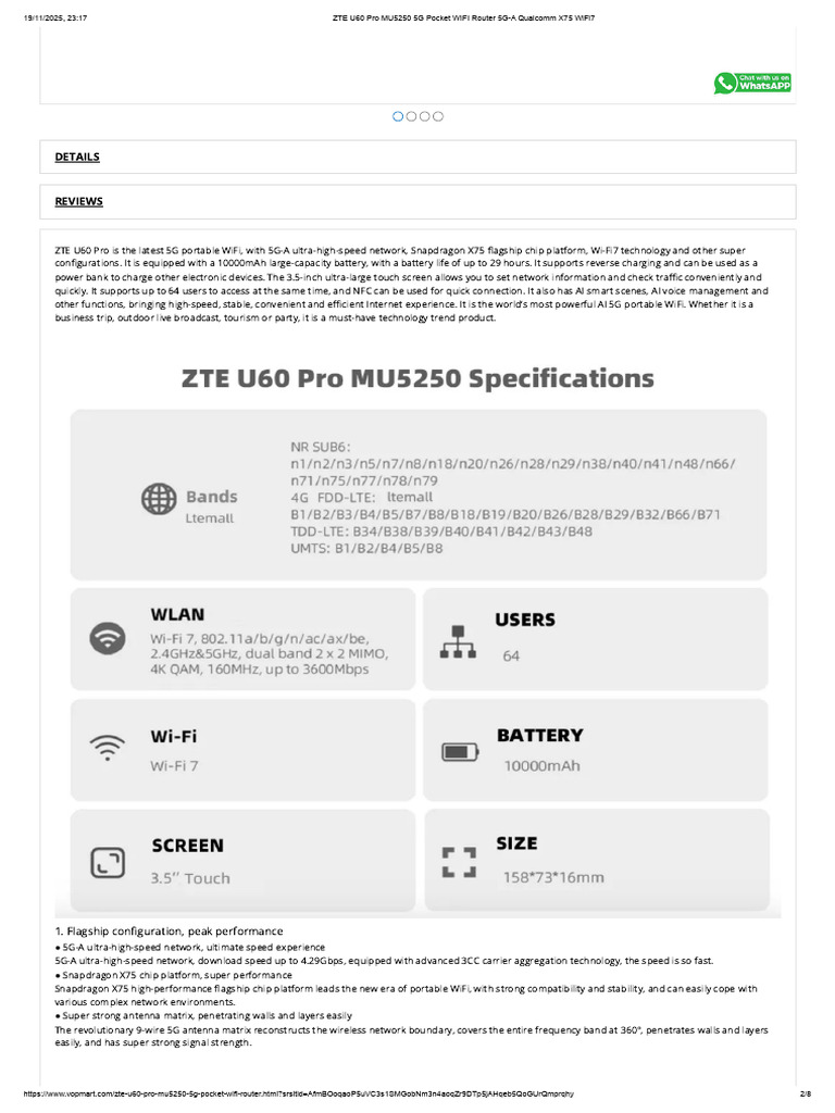ZTE U60 Pro mobile 5G router with powerful features is presented