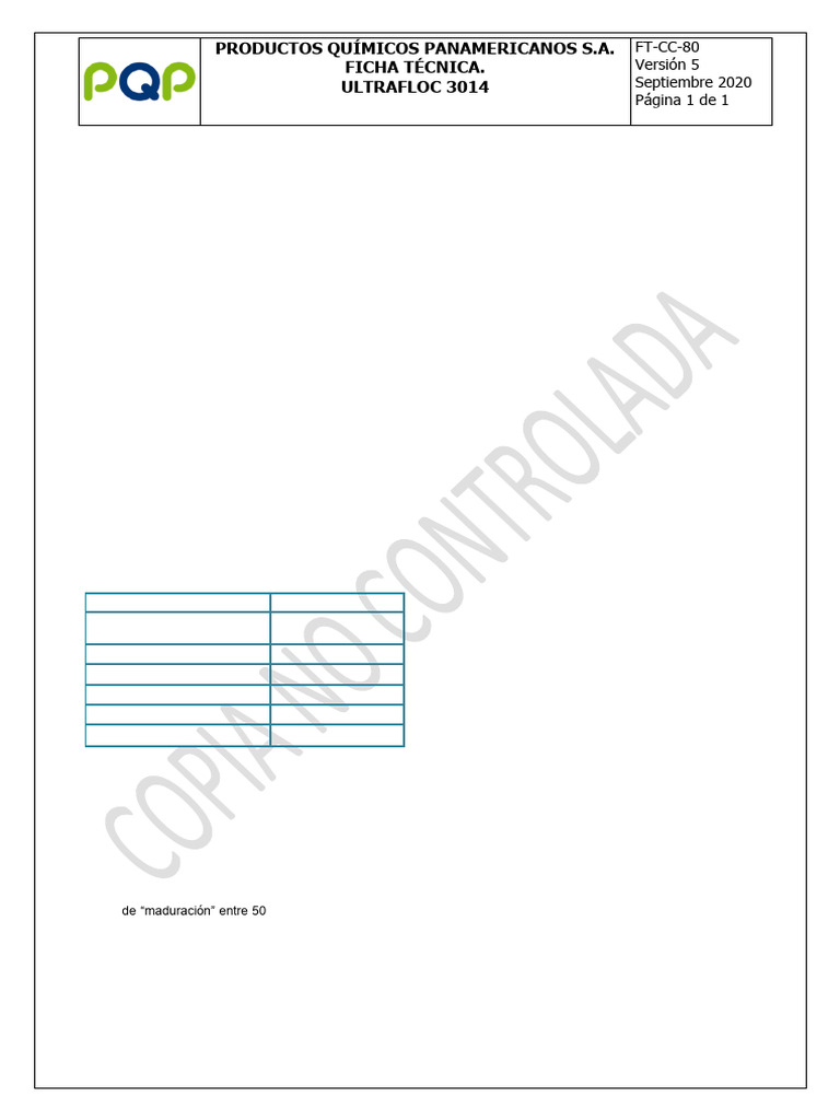Floculante ULTRAFLOC 3014 para Aguas | PDF | Agua | Sólido