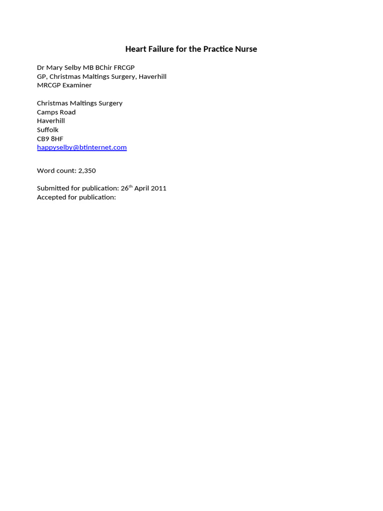 Heart Failure Management for Nurses | PDF | Heart Failure | Heart