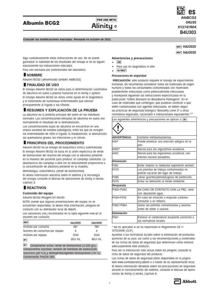 Ensayo de Albúmina BCG2 en Suero | PDF | Laboratorios | Suspensión ...