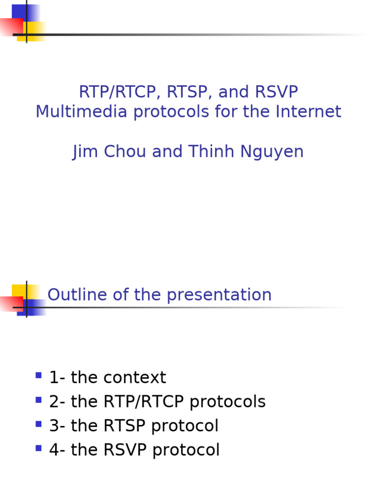 Multimedia Protocols: RTP, RTCP, RTSP, RSVP | PDF | Quality Of Service ...