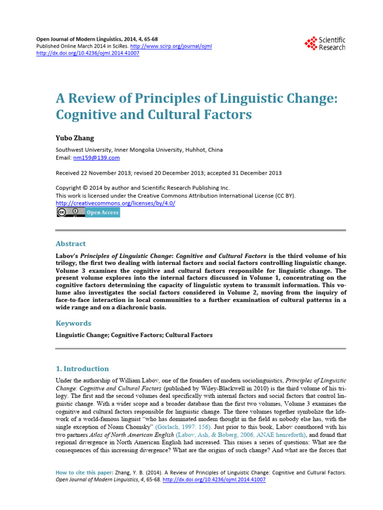Linguistic Change: Cognitive & Cultural Insights | PDF | Linguistics ...