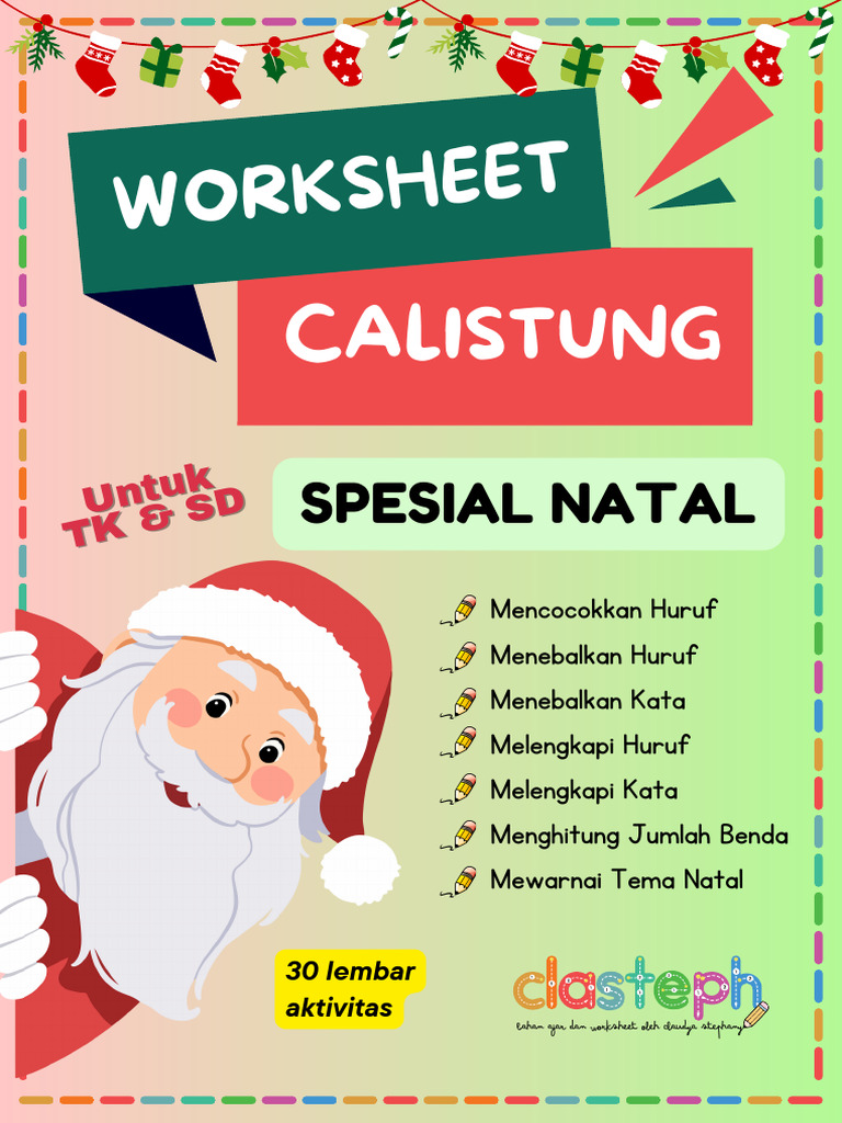 Worksheet Calistung Natal untuk TK/SD | PDF