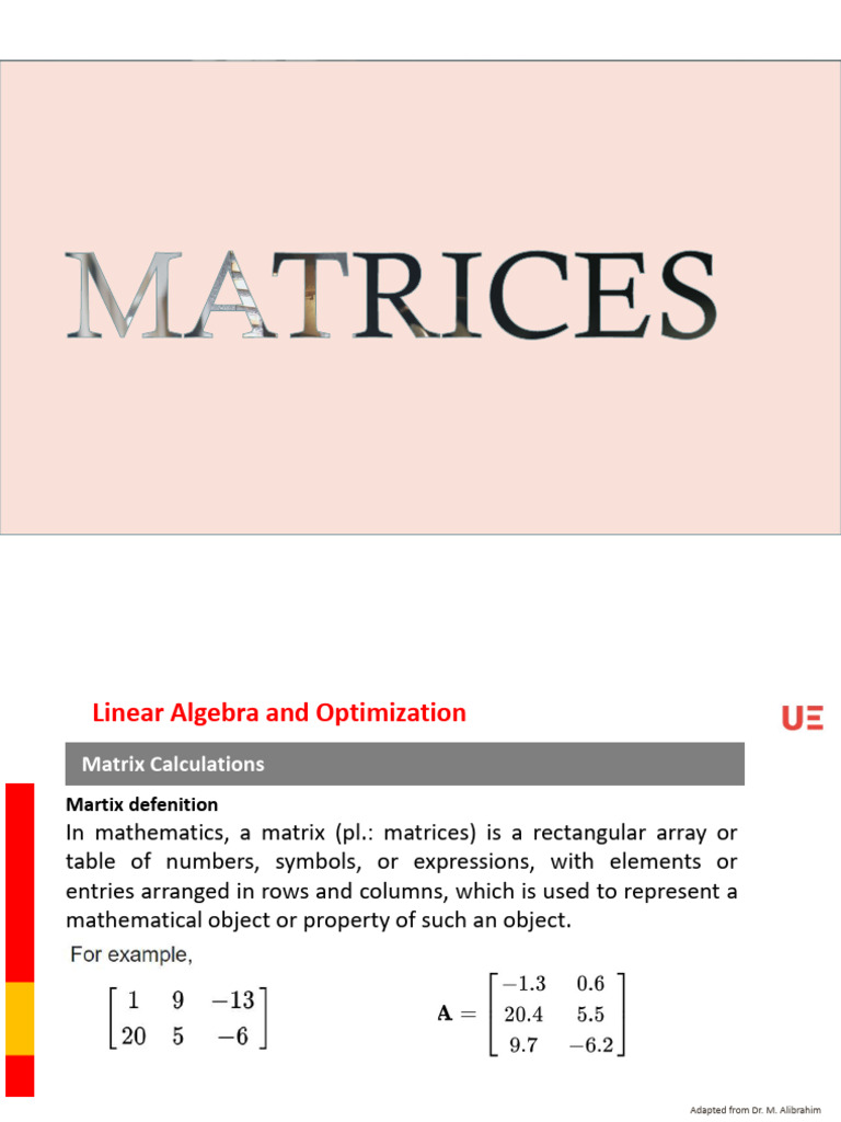 Understanding Matrix Types and Operations | PDF | Matrix (Mathematics ...