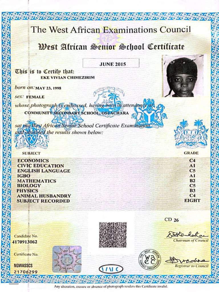 Original Waec Certificate | PDF