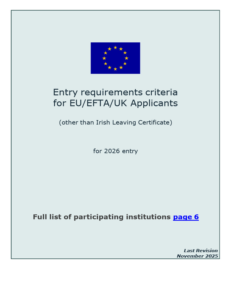 EU/EFTA/UK Entry Requirements 2026 | PDF | University And College ...