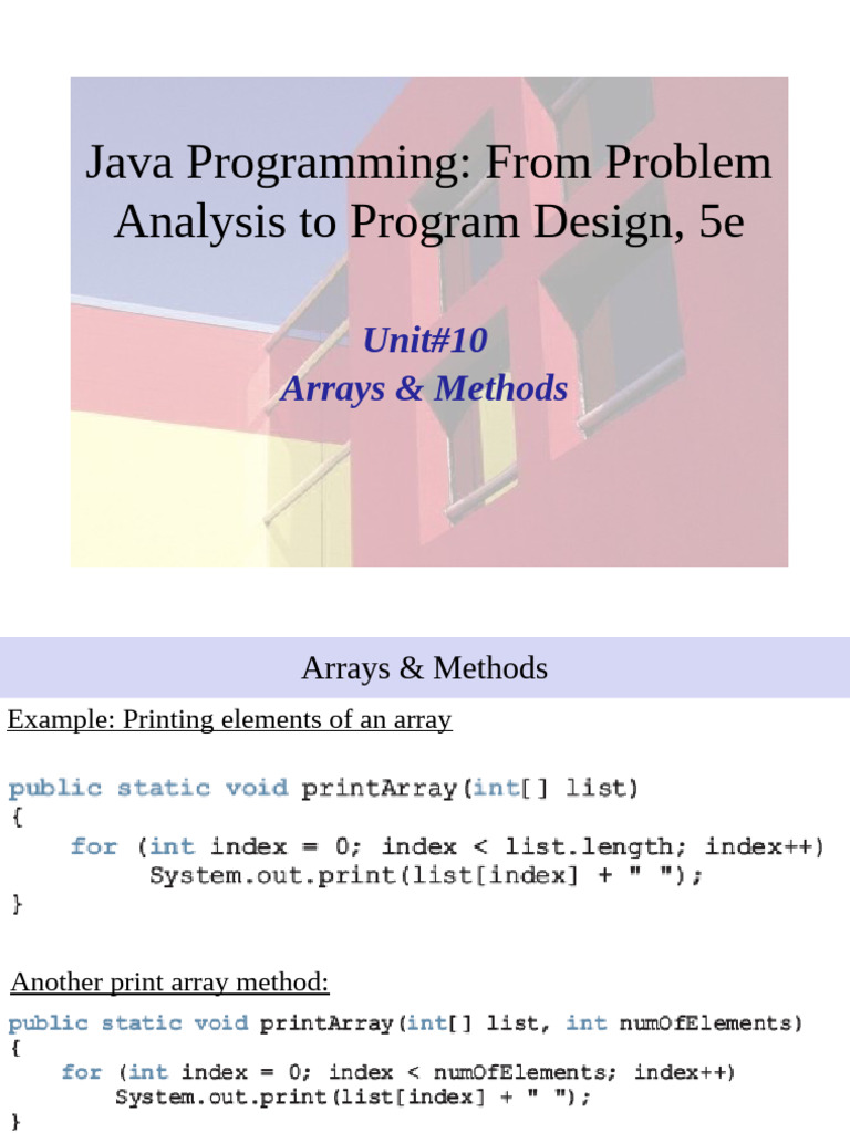 INT100 #10-ArraysMethods Spring 2024 2025 | PDF | Computer Programming ...