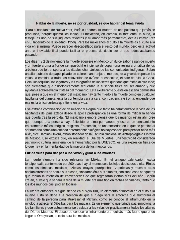 Hablar de La Muerte | PDF | México