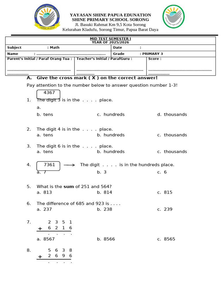 Mid Test Math sem 1 | PDF | Chess Theory | Chess