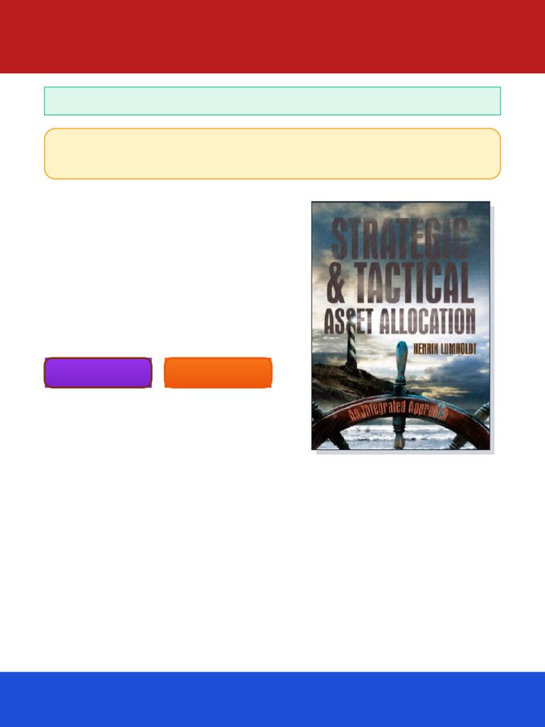 Strategic and Tactical Asset Allocation 1st ed. Edition Henrik Lumholdt ...