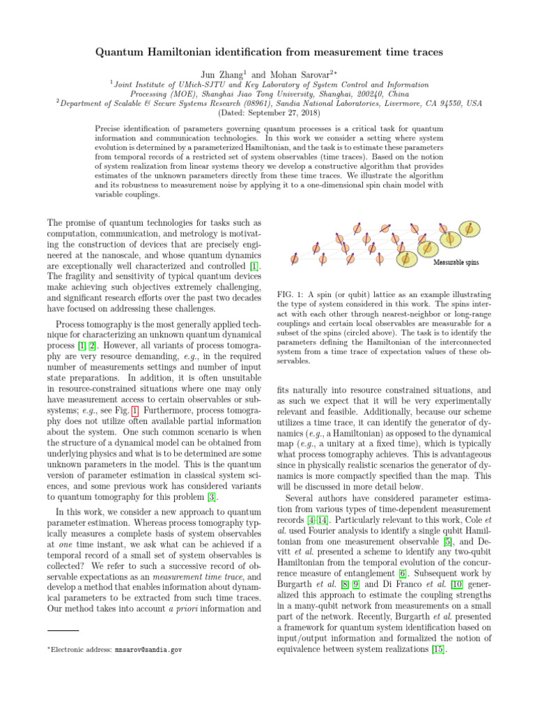 Quantum Hamiltonian Parameter Estimation | PDF | Sampling (Signal ...