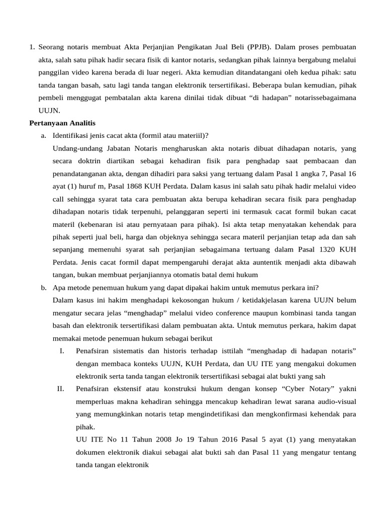Cacat Formil Akta Notaris dan Tanggung Jawab | PDF