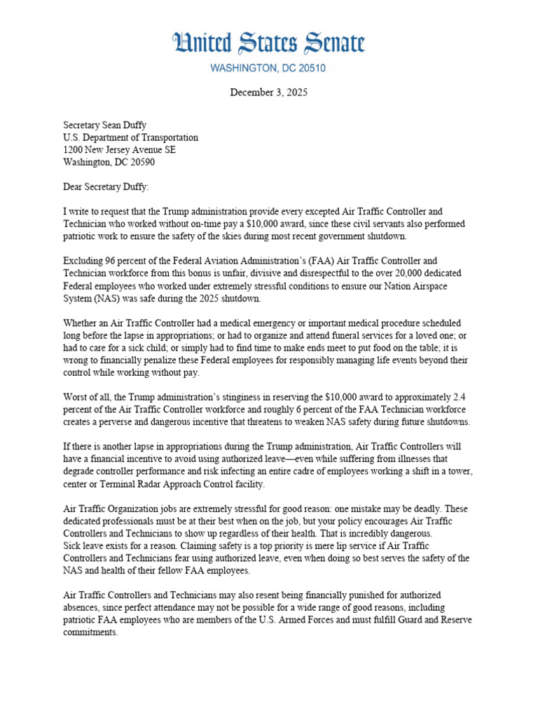 25.12.03 - Aviation Subcommittee Ranking Member Duckworth Letter To ...