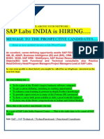 Sap Labs India Is Hiring .: Message To The Prospective Candidates