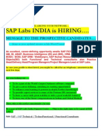 SAP Labs India Hiring for FICO, MM, SD, PP, PS, PM, QM, BI, ABAP, HR, CRM