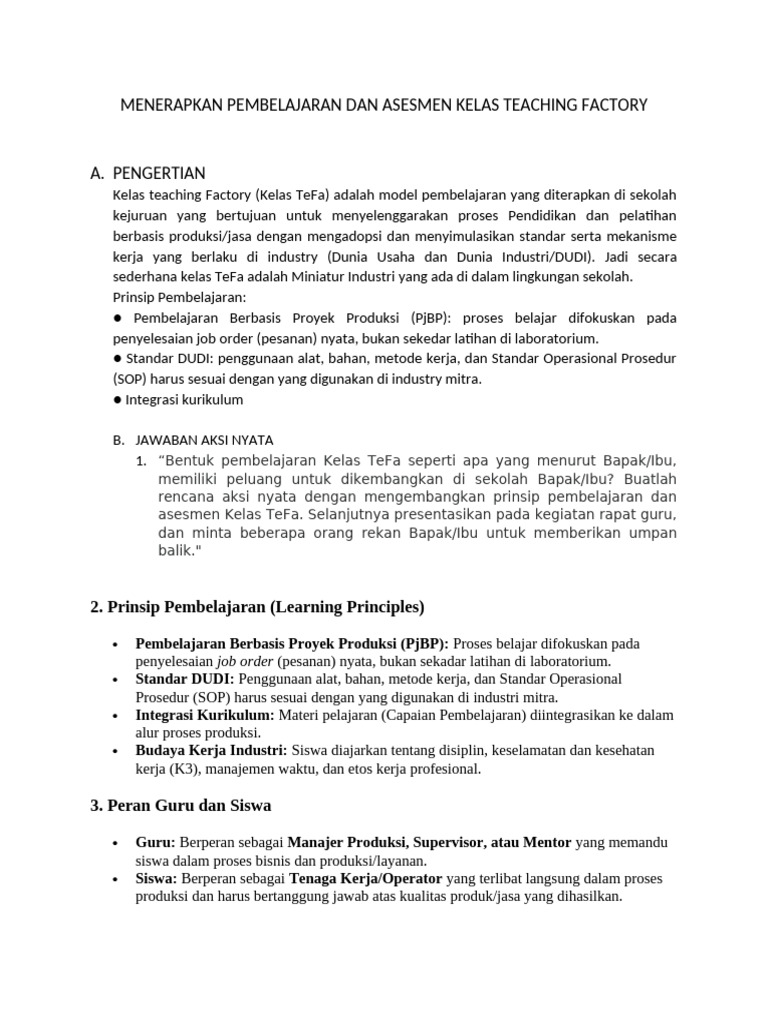 Pembelajaran Kelas Teaching Factory di SMK | PDF