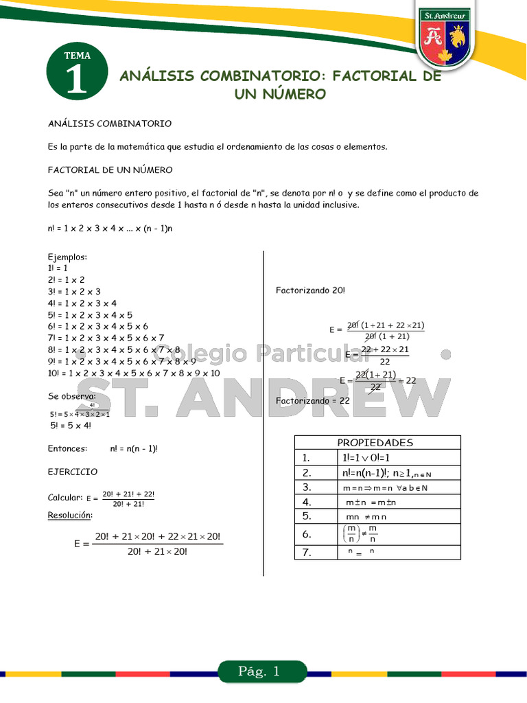 Factorial y Análisis Combinatorio | PDF | Combinatoria | Teoría de los ...