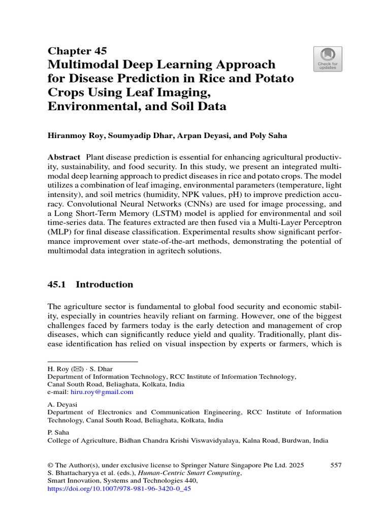 Multimodal Deep Learning for Crop Disease Prediction | PDF | Deep ...
