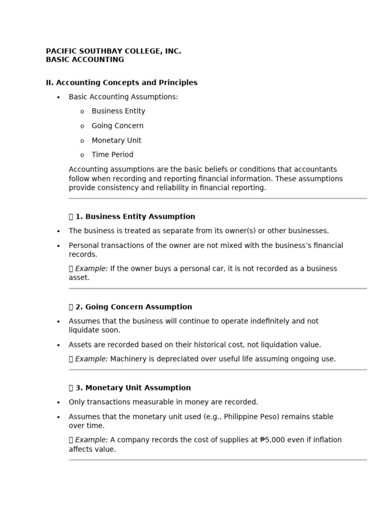 Accounting Concepts and Principles Overview | PDF | Historical Cost ...