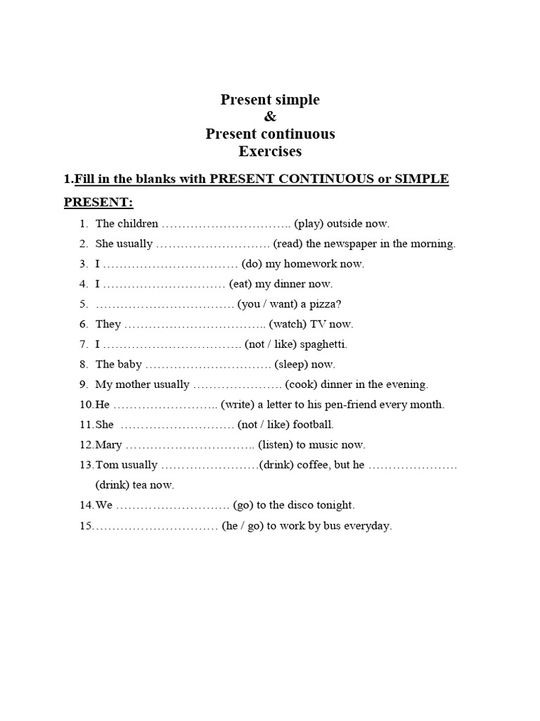 Present Simple vs Continuous Exercises | PDF | Chess Theory | Chess