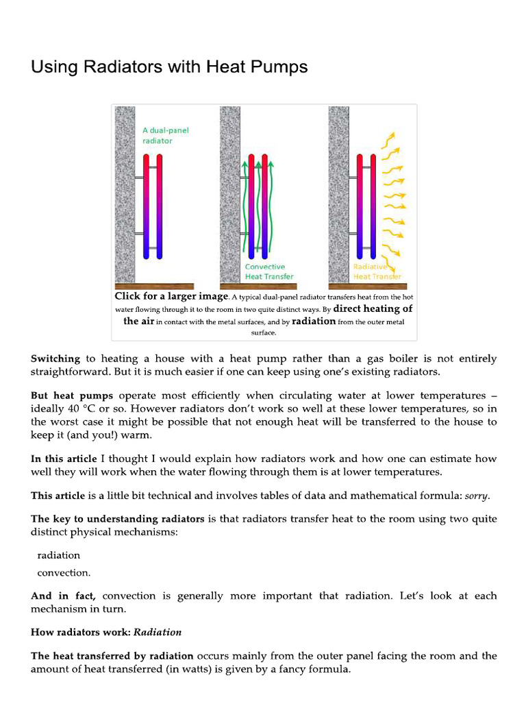 Using Radiators With Heat Pump | PDF