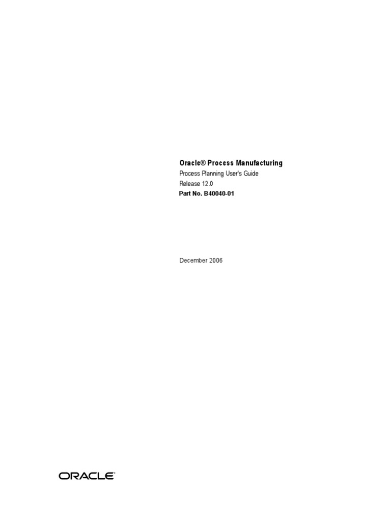 Oracle Process Manufacturing Guide | PDF