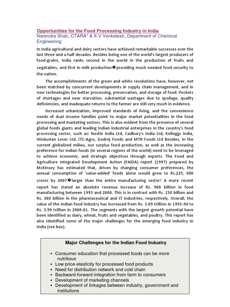 Food Processing Industry Growth in India | PDF | Food Processing ...