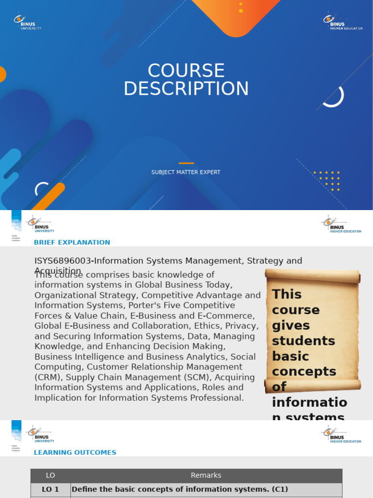 Information Systems Management Course Overview | PDF | Videotelephony ...