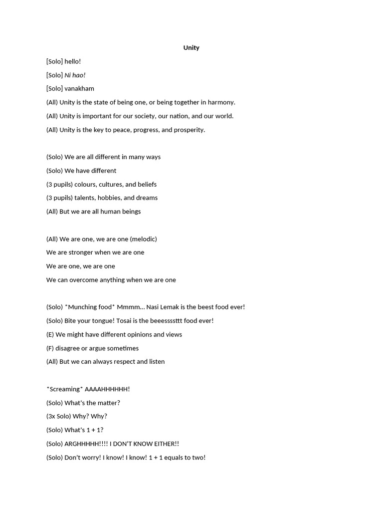 Choral Speaking Script | PDF