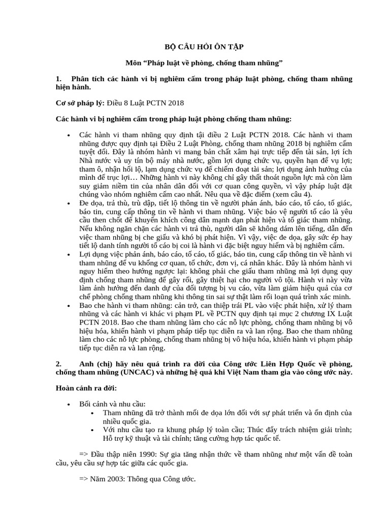 BỘ CÂU HỎI ÔN TẬP PCTN | PDF