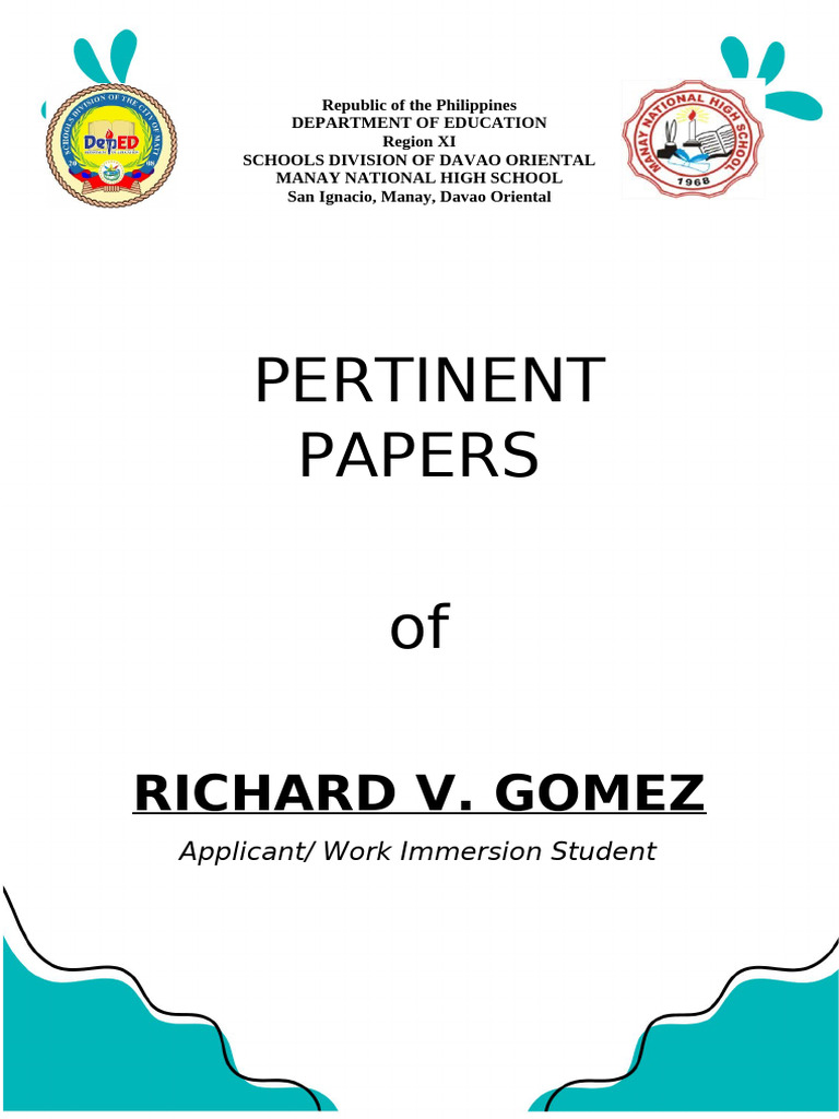 Work Immersion Student Documents | PDF